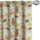 Abakuhaus Voorhangen – Happy Fun Bosdieren – 2x75x245 cm – Mikrofaser
