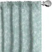 Abakuhaus Vlinder gordijnen – Monochroom Insecten – 2x75x245 cm Licht zeegroen/wit