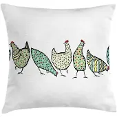 Abakuhaus Kip Kussenhoes – 40x40 cm – Dubbelzijdig bedrukt, helder groen/wit, rits