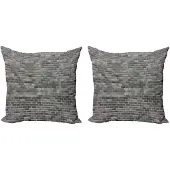 Abakuhaus Grijs-Wit Kussenhoes 2x40x40 cm – Dubbelzijdig bedrukt – Rits