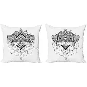 Abakuhaus Volk Kussenhoezen Set – 2x60x60 cm – Dubbelzijdig – Wit/Zwart