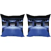 Abakuhaus Bowling-Party Kussenhoes – 2x40x40 cm – Dubbelzijdige print – Blauw/Wit/Rood