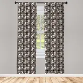 Abakuhaus taupe gordijnen – stippen penseelstreken – 2x75x225 cm – microvezel