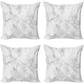 Abakuhaus Marmeren Kussenhoes Set – 4x 40x40 cm – Dubbelzijdig – Grijs
