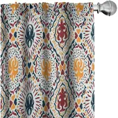 Abakuhaus Boho Gordijnen – Chevronpatroon – 2x75x245 cm – Oranje Burgund