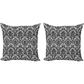Abakuhaus Barok-kussenhoes – 2x40x40 cm – Dubbelzijdig – Zwart/Wit