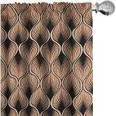 Abakuhaus – Damast strepen – Voorhangen 2x75x225 cm – Perzik en Zwart