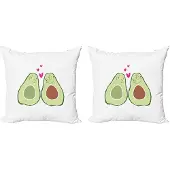 Abakuhaus Avocado Kussenhoes – 2x40x40 cm – Dubbelzijdig bedrukt – Rits