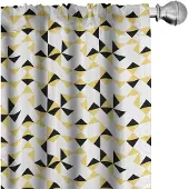 Abakuhaus Geometrische gordijnen – Driehoekpatroon – 2x75x245 cm – Mosterd/Wit
