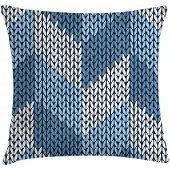 Abakuhaus Kussenhoes – Geometrisch Dubbelzijdig Bedrukt – 45x45 cm – Blauw/Wit