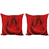 Abakuhaus Roze Kussenhoezen Set – 2x45x45 cm – Dubbelzijdig bedrukt – Microvezel – Zinnoberrood