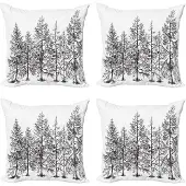 Abakuhaus Winter Kussenhoes – Set 4x60x60 cm – Zwart/Wit – Dubbelzijdig