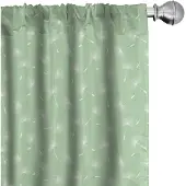 Abakuhaus Paardenbloem Gordijnen – 2x75x225 cm – Microvezel, Halfdonker Groen/Wit