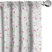 Abakuhaus – Bloemen Gordijnen 2×75×245 cm – microfaser – Lichtroze/Groen