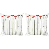 Abakuhaus Bloemenkussenhoes – 2x40x40 cm – dubbelzijdig, microvezel, vermiljoen en groen