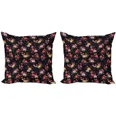 Abakuhaus Aquarel Sierkussenhoes Set van 2, Vintage Roos Tuin, Modern Accent Dubbelzijdige Digitale Print, 45x45, Meerkleurig