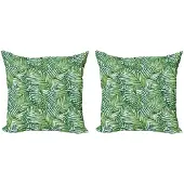 Abakuhaus Blad kussenhoesenset – 2x45 cm – Groen en Wit – Omkeerbaar