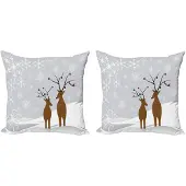 Abakuhaus Kussenhoes Set – 2x 60x60 cm – Dubbelzijdig bedrukt – Bruin, Lichtgrijs, Grijs, Wit