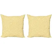 Abakuhaus Griekse Sleutel Kussenhoes Set – 2x50x50 cm – Geel/Wit – Dubbelzijdig digitaal drukwerk