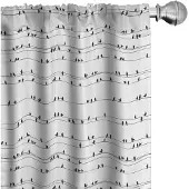 Abakuhaus Vogel op Staalkabel – Voorhangen – 2x75x175 cm – Microvezel – Antraciet/Wit