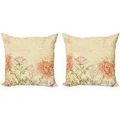Abakuhaus Kussenhoezen Set – Grunge Retro Bloemen – 2x50x50 cm – Dubbelzijdig bedrukt
