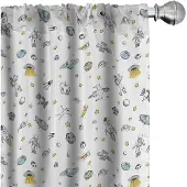 Abakuhaus Raamgordijnen – Cosmos Doodle, 2x75x245 cm, Blassblauw