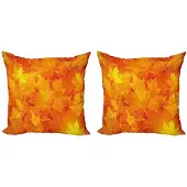 Abakuhaus Fallen Kussenhoes Set – 2x50x50 cm – Print – Oranje-Geel