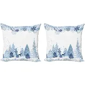 Abakuhaus Winter Kussenhoes Set – 2x40x40 cm – Blauw/Wit – Dubbelzijdig