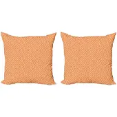 Abakuhaus Geometrische kussenhoes – 2x40x40 cm – microvezel – bleek oranje