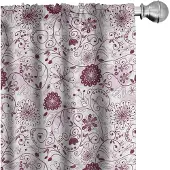 Abakuhaus Bloemen Voorhangen – 2x75x175 cm – microvezel – Halfdonker – Maroon Roze