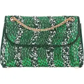 Faina Schoudertas groen / parelwit