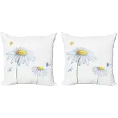 Abakuhaus Libelle Kussenhoes – Dekoratief 50x50 cm – Wit Geel – Dubbelzijdig