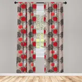 Abakuhaus Rood-zwart raamgordijnen – 2-delig set 75x175 cm – Microvezel, gedeeltelijk verduisterend