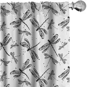 Abakuhaus Libelle Gordijnen – 2x75x245 cm – microvezel, halfdonker, antraciet/wit