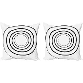 Abakuhaus Spiers Kussenhoes Set – 2x 50x50 cm – Dubbelzijdige print – Zwart/Wit