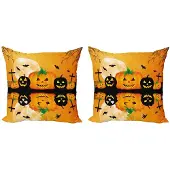 Abakuhaus Halloween decoratieve kussens – 2-pack 40x40 cm – zwart – dubbelzijdig