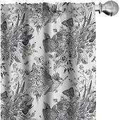 Abakuhaus Gordijnen – 2x75x225 cm, Antraciet/Wit, Microvezel