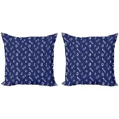 Abakuhaus marineblauw kussenhoesenset – 2x50x50 cm – dubbelzijdig bedrukt