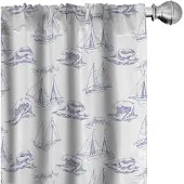 Abakuhaus Marine – Voorhangen Set 2x75x175 cm – Indigo/Wit, Halfverduisterend
