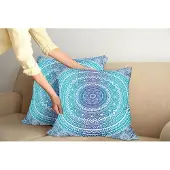 Abakuhaus Etnische kussensloopset (2 stuks), meditatiethema, 50 cm, lichtblauw