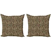 Abakuhaus Paisley kussenhoes 2-pack – 45 x 45 cm – dubbelzijdig bedrukt – zandbruin-chocolade