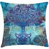 Abakuhaus Grunge Kussenhoes – Tweezijdig bedrukt – 60x60 cm – Turkoois-Bruin