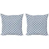 Abakuhaus Kussenhoes Set 2x50x50 – Dubbelzijdig bedrukt – Donkerblauw/Wit