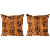 Abakuhaus Kussenhoes Set 2x40x40 cm – Dubbelzijdig bedrukt – zwart-bruin