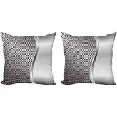 Abakuhaus Grijze kussensloopset (2 stuks), vierkant raster, 60 cm, grijs