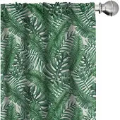 Abakuhaus Palmblad gordijnen – 2 stuks 75x225 cm – bosgroen/wit