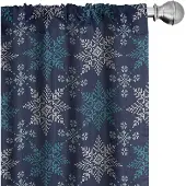 Abakuhaus Sneeuwvlokken – 2-delige gordijnset 150x245 cm – Microvezel, halfdonkerend, zeegroen