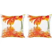Abakuhaus Blume Kussenhoes Set 2x40x40 – Oranje – Dubbelzijdig bedrukt