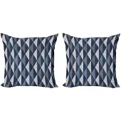 Abakuhaus Geometrische Kussenhoes – 2x45 cm – Dubbelzijdig digitaal bedrukt – Blauwgrijs/Wit