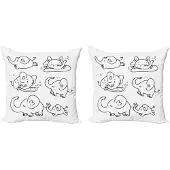 Abakuhaus Kleuter Kussenhoes Set 2x40x40 - Monochroom Doodle - Zwart-Wit